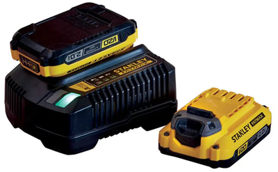 Зарядное устройство и 2 аккумулятора Stanley FATMAX V20, 18В, 2Ач, время зарядки 60 мин SFMCB12D2