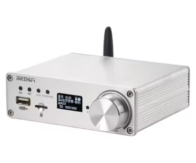 Усилитель двухканальный BRZHIFI Audio C40 Hi-Fi 130x2 Вт на базе TPA3250 и ЦАП ES9023 - поддержка Bluetooth и пульта управления Цвет Металлик