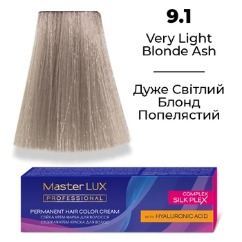 Стійка крем-фарба для волосся Master LUX 9.1 Дуже світлий блонд попелястий 60 мл (2144102463)