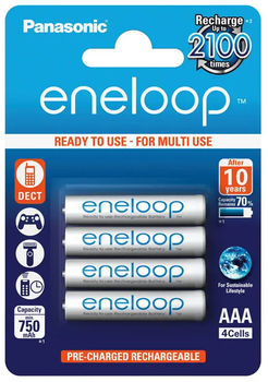Аккумулятор PANASONIC Eneloop AAA 800mAh белый, цена за набор 4 шт