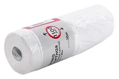 Пленка защитная с малярной лентой Intertool 1,1 х 30 м для защиты мебели и пола при ремонте укрывной материал (DR-P_33IT)