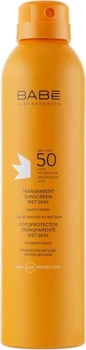 Увляжняющий прозрачный солнцезащитный спрей с SPF 50 и матирующим эффектом - BABE Laboratorios Transparent
