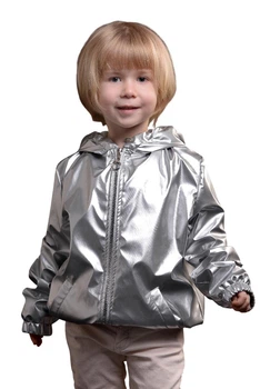 Детская ветровка Фольга-Серебро FeltFabricDesign (АРТ DD05) M — рост 116 см, водоотталкивающая куртка с хлопковой подкладкой