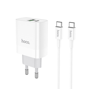 Сетевое зарядное устройство Hoco C80A USB 3.1A PD QC3.0 18W Type-C-Type-C 1m, White