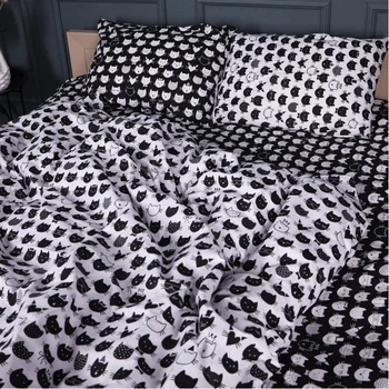 Комплект постільної білизни MirSon Євро 200х220 см 17-0673 Monochrome Meows Бязь (2200010184518)