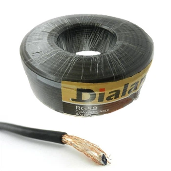 Кабель RG-58U Dialan RG58U CCA (чорний) 0.8мм жовтий екран, Dialan, чорний, 100м