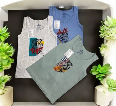 Набор 3 шт детские майки для мальчика Baykar р 3 122-128 см 5-6 лет арт 2512 Tiger