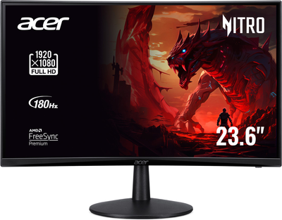 Монітор 23.6" Acer Nitro ED240QS3bmiipx (UM.UE0EE.301) -- FullHD / VA 1500R / 180Hz / 1ms / 	Flicker-Free / AMD FreeSync Premium / Speackers 2W