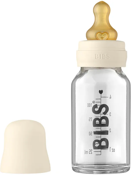 Скляна дитяча пляшечка BIBS Baby Glass Bottle повний комплект Ivory 120 ml