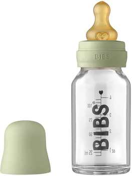 Скляна дитяча пляшечка BIBS Baby Glass Bottle повний комплект 120 ml - Sage