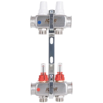 Коллектор для теплого пола ICMA 2 контура с расходомерами 1"/3/4" №К073 87K073179PG32QU