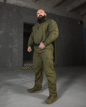 Костюм Total Green із саржі з поясом і манжетами на хлястиках зелений M