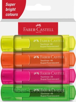 Набір маркерів текстових 4кол. Faber-Castell 254644 Superfluorescent, карт.уп. /254644/