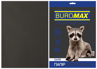 Папір кольоровий 80г/м, А4 50арк. BUROMAX 2721450-01, DARK чорний /BM.2721450-01/