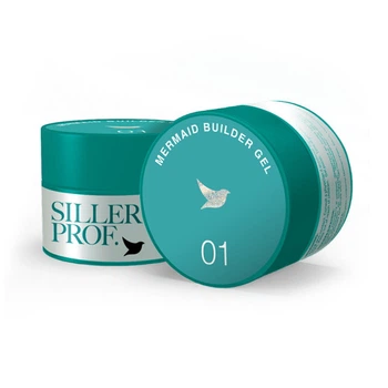Гель для наращивания Siller Professional Mermaid Builder Gel 01 в баночке c блестками и хлопьями юки 15 мл