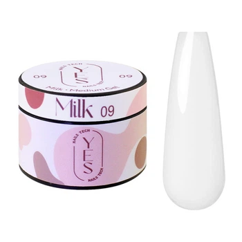 Гель для наращивания YES Medium Gel 09 Milk молочный 30 мл