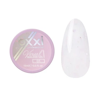 Гель для наращивания Oxxi Professional Builder Gel Versal 01 с поталью молочный 15 мл