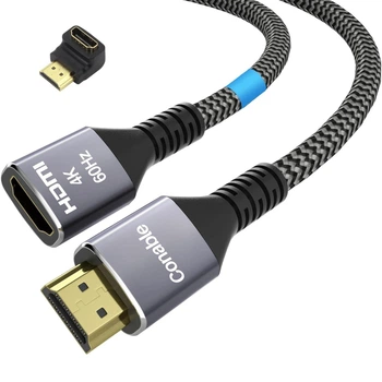 Кабель удлинитель Conable HDMI 2.0, 4K@60Hz, 1.8м, grey + адаптер UP Angle