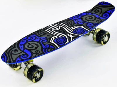 Скейт Пенни борд Best Board со светящимися PU колёсами Black-Blue (74547)