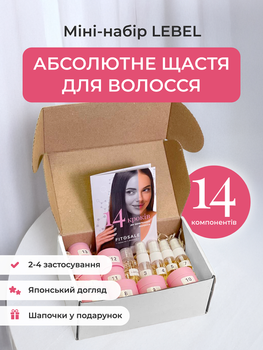 Міні-набір LEBEL "Абсолютне щастя для волосся" 14 компонентів IAU Cell Care + Proedit, японська салонна процедура для відновлення, зволоження, лікування та догляду сухого / пошкодженого / тонкого / пористого волосся (розлив на 2-4 застосуванн