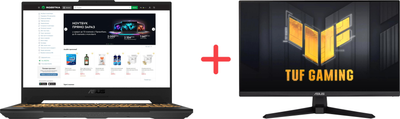 Ноутбук ASUS TUF Gaming F15 FX507ZC4-HN083 (90NR0GW1-M006E0) Mecha Gray / 15.6" IPS Full HD 144 Гц / Intel Core i5-12500H / RAM 16 ГБ / SSD 512 ГБ / GeForce RTX 3050, 4 ГБ+ Монитор 25" Asus VG259Q3A (90LM09N0-B01170) в подарок!