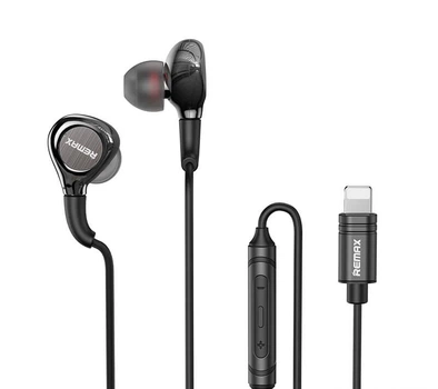 Дротові вакуумні навушники REMAX RM-655i, Lightning, Metal Wired Earphone for Music & Call, 1.2M, grey