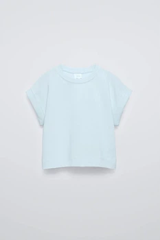 Бавовняна футболка для дівчаток Zara 120 блідо-блакитна