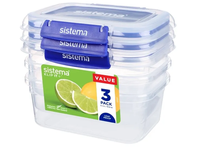 Zestaw pojemników Sistema Klip It Plus Prostokątne 1 l 3 szt (9414202886132)