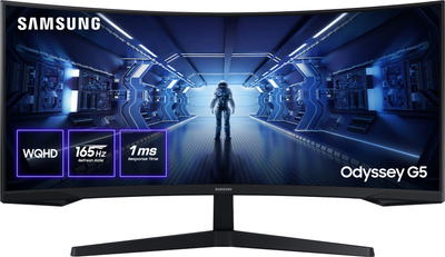 Монітор 34" Samsung Odyssey G5 C34G55T (LC34G55TWWIXCI) WQHD / VA 1000R Curved / 165Hz / 1ms / 8-Bit / DisplayHDR 10 / G-Sync Compatible / FreeSync Premium / Black eQualizer / Picture-by-Picture