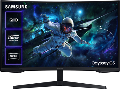 Монітор 32" Samsung Odyssey G5 S32CG550 (LS32CG550EIXCI) QHD 2K / VA 1000R / 165Hz / 1ms / HDR10 / FreeSync Premium / G-Sync Compatible / Low Input Lag / Black Equalizer