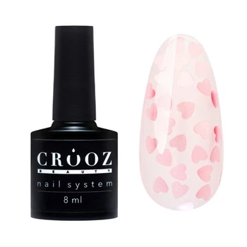 Топ для гель-лака без липкого слоя Crooz Love Top с нежно-розовыми сердечками 8 мл