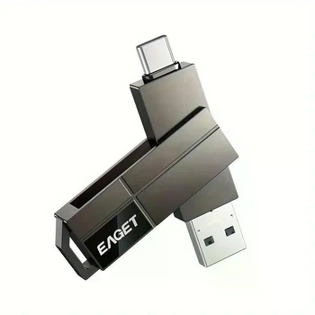 Флешка Eaget 512гб 2в1 Type-C/USB 3.2 для Macbook/Android/ПК grey