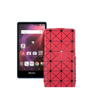 Чохол-флип з екошкіри для телефону Sharp Aquos Compact SH-02H Червоний ромб