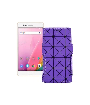 Чохол-книжка з екошкіри для телефону Sharp Z3 Фіолетовий ромб