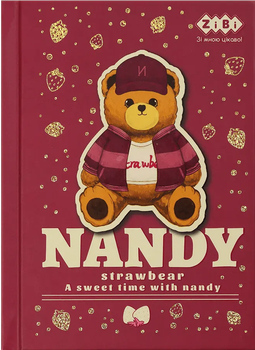 Блокнот в клітинку А6 формат Bear Toy бордовий 64 аркуши 4823126800509