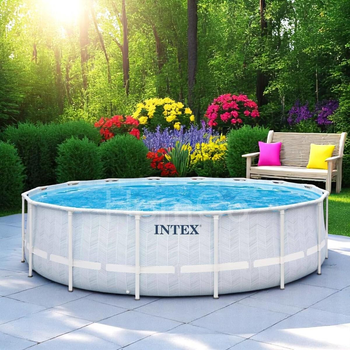 Бассейн каркасный Intex 26746 круглый 488х122 см объем 19156 л полный комплект со сливным клапаном