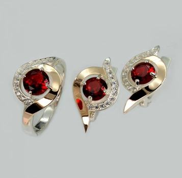Серебряный комплект с золотыми пластинами Silver Style 239