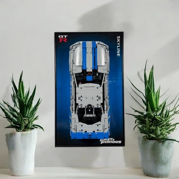 Арт Держатель Рамка на Стену 50x30 см. для Вашего Конструктора Technic 2 Fast 2 Furious Nissan Skyline GT-R (R34) (42210) Двойной форсаж Автомобиль - Type-A