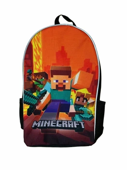 Рюкзак школьный Minecraft Orange BS Майнкрафт Оранж БС для мальчика черного цвета с принтом