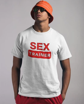Мужская футболка с надписью "Trainer" белая для друга хлопковая повседневная универсальная M