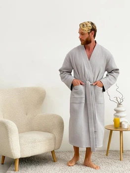 Мужской Комплект Халат Полотенце Серое Подарочный Набор "gentleman's Comfort" L (322484)
