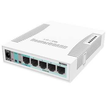 Коммутатор 5 портов управляемый MikroTik RB260GS (CSS106-5G-1S)