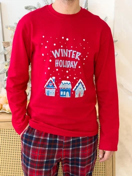 Пижама мужская XL Новогодняя теплая Хлопковая с Начесом Winter Holiday COSY