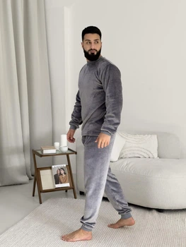 Чоловіча піжама із велсофту "Теплик" світшот і штани COSY 2XL Сірий (cosy4014295s5)