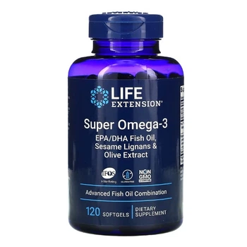 Риб'ячий жир Омега-3 Life Extension Super Omega-3 з лігнаном кунжуту та екстрактом оливи 120 капсул