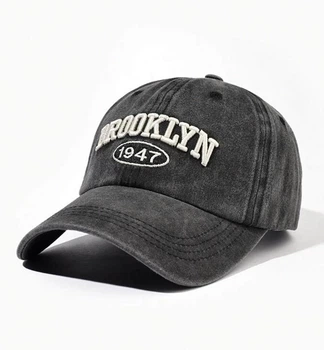 Кепка Бейсболка Варенка логотип Brooklyn 1947 (Бруклін) з вигнутим козирком Чорний, Унісекс WUKE One size