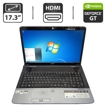 Ноутбук Acer Aspire 7738 / 17.3" (1440x900) TN / Intel Core 2 Duo T6500 (2 ядра по 2.1 GHz) / 6 GB DDR3 / 320 GB HDD / nVidia GeForce GT 130M, 1 GB GDDR3, 128-bit / WebCam / DVD-ROM б/у