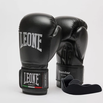 Боксерські рукавиці Leone GN383 THUNDER Black 10 унцій (капу в комплекті)