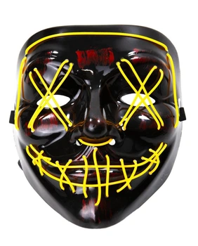 Неоновая маска Purge Mask Судная ночь ABC для карнавала черная с желтой подствекой