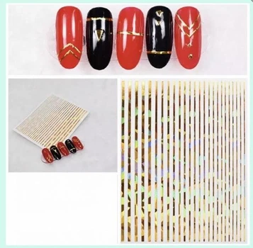 Гнучка пряма стрічка для нігтів Nail Decals шириної 0.4 мм Золото хамелеон